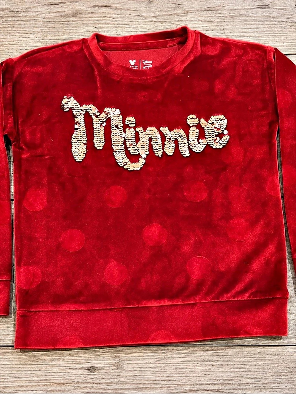 Disney Jumping Beans Girls Polka Dot Velour Sweatshirt Red Like New